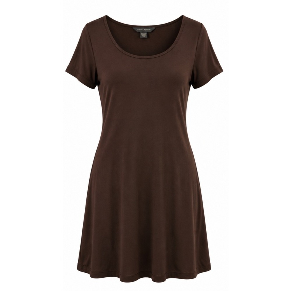 Banana Republic Brown Scoop Neck Jersey Knit Mini Dress Size M Minimal Fall Y2K